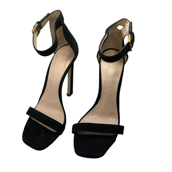 STUART WEITZMAN Black Suede Nudist Ankle Strap - Picture 6 of 12